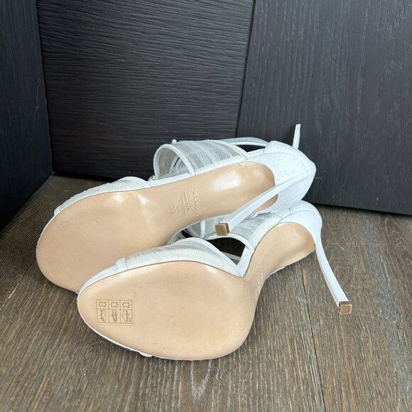 Casadei White Suede Organze Sandal Heel - Picture 4 of 8